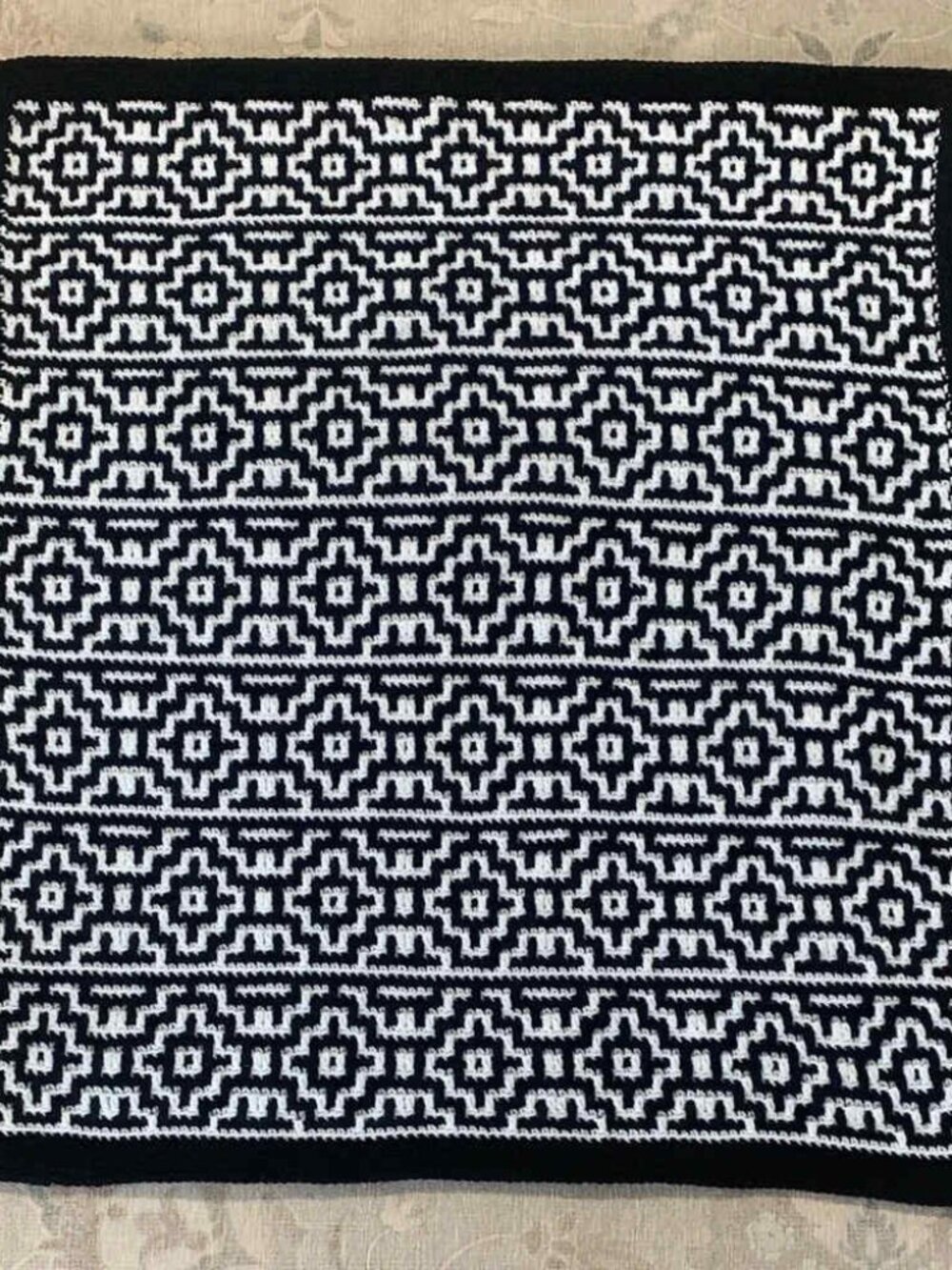 Handcrafted Mosaic Crochet Geometric Blanket